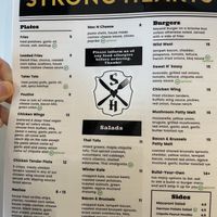 Menu  at Strong Hearts in Syracuse