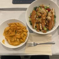 Mac & Cheese. Kale salad with chicken-less protein. Very tasty and great portions.  at Strong Hearts in Syracuse