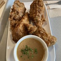 Thanksgiving wings with housemade gravy  at Strong Hearts in Syracuse
