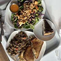 Thai tofu salad - Reuben sandwich - chocolate peanut butter cheesecake   at Strong Hearts in Syracuse