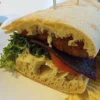 Chicken bacon ranch sandwich - highly recommended!!! at Strong Hearts in Syracuse