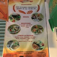 Partial menu and updated hours (Sept. 2021).  They sell some vegan groceries too. at La Sonrisa in Ensenada