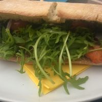 Aubergine, tomato and rocket panini  at The Tower Cafe in Newcastle Upon Tyne