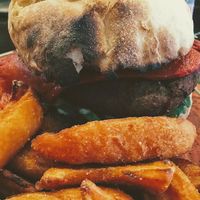 Spiced Lentil Veggie Burger at Leroy Espresso in St Kilda