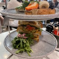 Falafel Sandwiches in the bottom tier, toasts in the middle tier  at POG - Tara St in Dublin