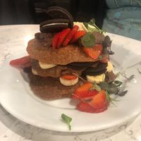 Pancake stack with all the trimmings at POG - Tara St in Dublin