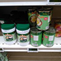 Tahini and canned hummus at Cora Lujerului in Bucharest