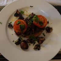Another vegan breakfast option at Bulleigh Barton Manor:  the delicious Herby Mushrooms on Toast.  Yum! at Bulleigh Barton Manor in Newton Abbot