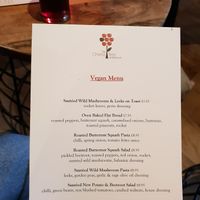 Vegan Menu at The Cherry Tree  in Bolton
