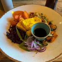 Salad with tofu  at Clean Bean in Durham