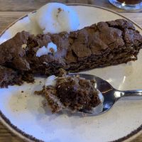 Chocolate brownie & lemon sorbet  at Clean Bean in Durham