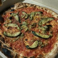 Zucchini added to marinara pizza. at Loro Loco in Koh Lanta