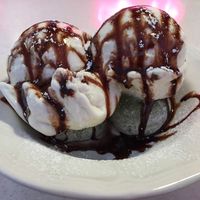 Matcha Ube Mochi and vanilla soft-serve style ice cream at Almond Milk Creamery in Las Vegas