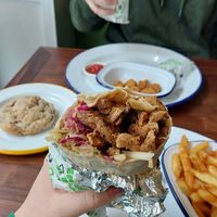 Doner kebab wrap (inside) at What The Pitta in Brighton