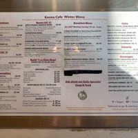 Menu at Karma Café in Asheville