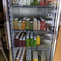 Juice fridge at The Organic Press in Toronto