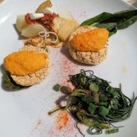 Schiacciata di cannellini con patate al forno e agretti at Agriturismo Teresa delle Fragole in Vigano