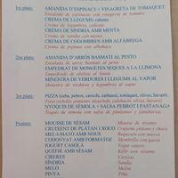 Menu 10/7/20 at La Riera in Barcelona
