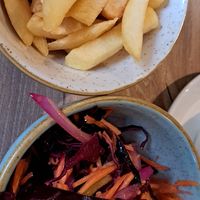 Chips and coleslaw at Soul Food Kitchen in Glasgow