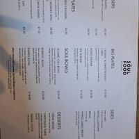Menu (March 2024) at Soul Food Kitchen in Glasgow