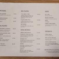 The menu as of 10 August 2024 at Soul Food Kitchen in Glasgow
