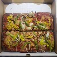 sicilian with veg cheese, onion, pepper, mushroom, banana pepper at Origin Craft Beer & Pizza - Hillview St in Sarasota