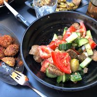 Cheesy balls and the local salad (the salad wasn't very inspiring) at Tarantula in Thessaloniki