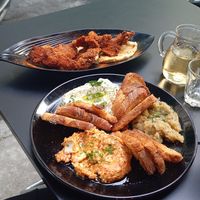 Mushrooms nuggets and 3 dips at Tarantula in Thessaloniki