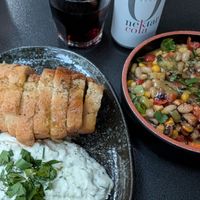 Tzatziki and black eyed peas salad at Tarantula in Thessaloniki