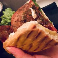 Half of meatball sandwich at Tarantula in Thessaloniki