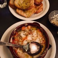 Spicy tomato&cheese hot pot with toasts at Tarantula in Thessaloniki