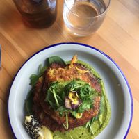 Savoury Chickpea Pancakes  at Flora by Greenhouse Canteen in West End