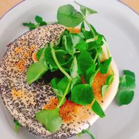 Vegan bagel 💚 at Flora by Greenhouse Canteen in West End