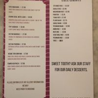 Menu April 2019 at Karma Kitchen Cafe in Newcastle Upon Tyne