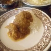 Seitan curry with rice. at Karma Kitchen Cafe in Newcastle Upon Tyne