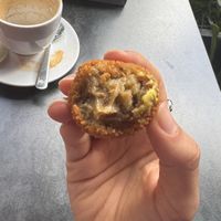 vegan bitterballen  at Nieuw Rotterdams Café in Rotterdam