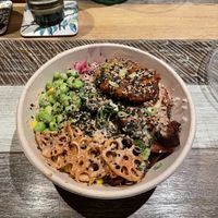 Sweet potato don w/ no egg & add pumpkin croquette at Harpoon Social Club in Bendigo