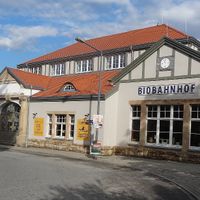 Frontview Old Rail-Station Klotzsche at Biobahnhof Klotzsche in Dresden