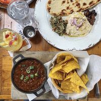 quinoa black bean chili, and hummus platter  at The Foundry Kitchen and Tavern in Sandy Hook