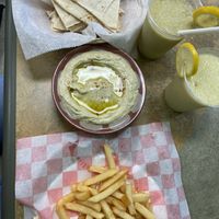 Hummus, pita, fries, and mint lemonade  at QuickChick in Pittston