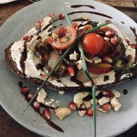 Bread with cashew cheese  at Die 3 Schwestern in Muenster
