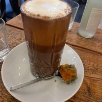 Raw hot chocolate with almond milk  at Die 3 Schwestern in Muenster
