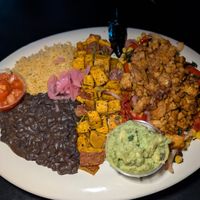 The Platter was the name I think. Delicious.  Tempeh and sweet potatoes. at El Rey Burrito Lounge in Montgomery