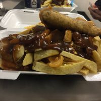 Vegan battered sausage  at Leon's in Clay Cross