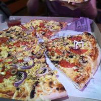 Huge pizza for 995 Dinar. at LA Fresh in Novi Sad