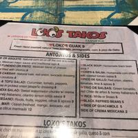 Menu at Lokos Takos Taqueria in Fort Lauderdale