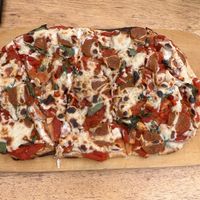 Vegan pepperoni pizza   at Kula in Pisac