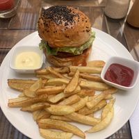 Mexican vegan burger. I do not recommend vegan mayo…..  at Kula in Pisac