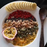 Yogurt soya con fruta, chía y granola at Asa Vegan Kitchen and Studio in Chiang Mai