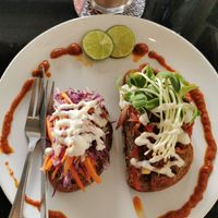 Toasts with mushrooms at Asa Vegan Kitchen and Studio in Chiang Mai